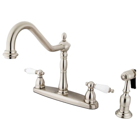 Kingston Brass Heritage Centerset Kitchen Faucet, Brushed Nickel KB1758PLBS
